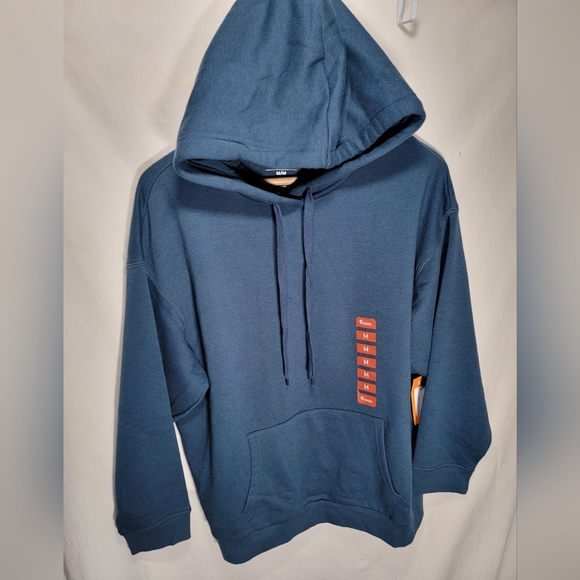 NWT MUUV medium tunic length oversized hoodie in a deep blue.  Unisex. - Picture 7 of 7